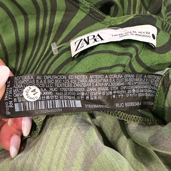 Zara Lara Psychedelic v-neck satin green Midi Slip Dress XL - Picture 9 of 13